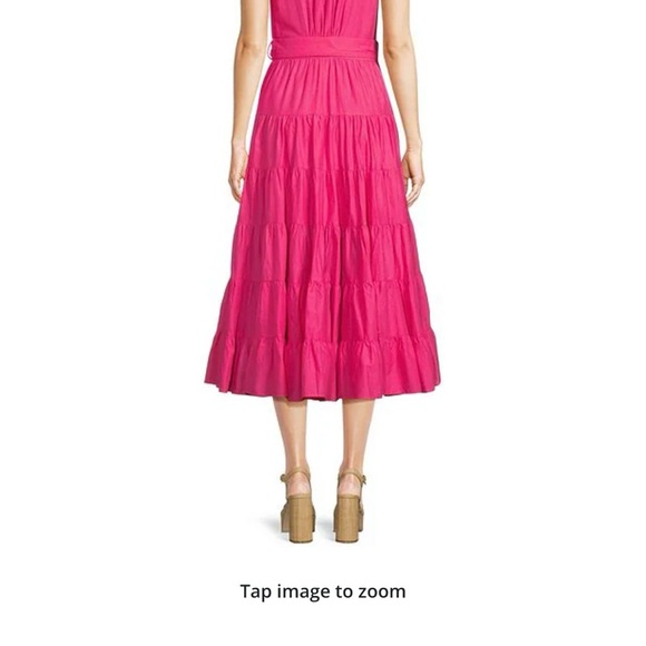 Gibson & Latimer Tiered Sleeveless Tie Waist Wrap Midi Dress - Picture 2 of 3